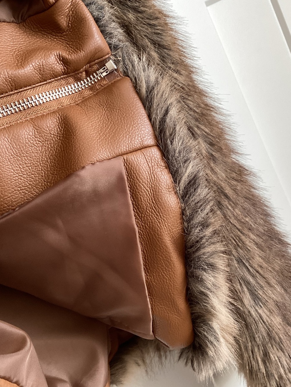 Anthropologie Faux-Fur Cropped Jacket Maeve Rae Collared New Large Brown Mink - Picture 7 of 14